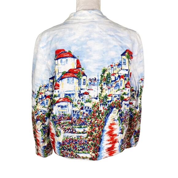 Coldwater Creek Jacket PL Large Petite Watercolor Blazer Linen Blend - Picture 2 of 9